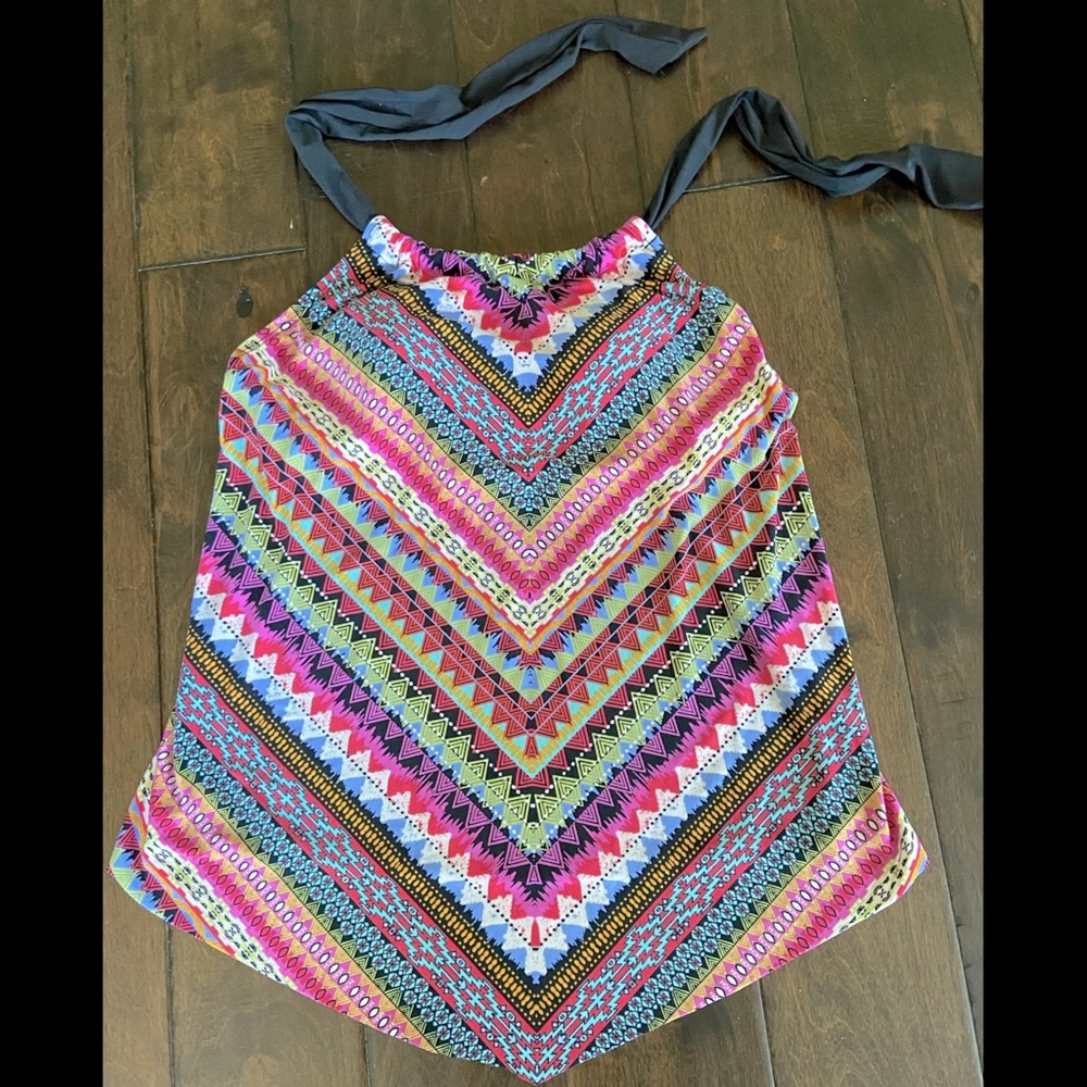 Aqua Green high neck tankini halter swim top